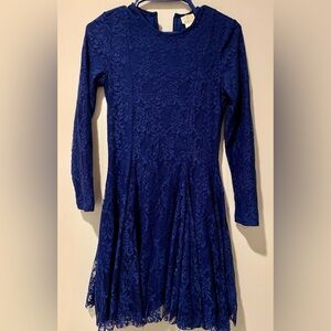 Torn by Ronny Kobo Royal Blue Long Sleeve Lace Fit & Flare Dress